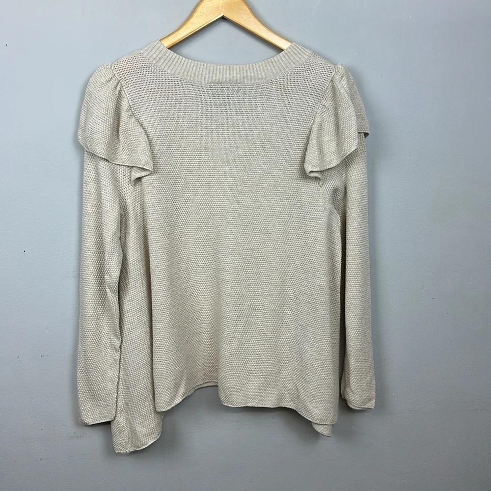 Lane Bryant Long Ruffle-Sleeve Sweater in Oatmeal Sz 18/20